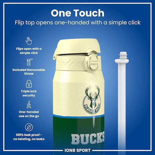 Ion8 Stainless Steel Thermos Bottle BPA Free 750ml Nba Milwaukee Bucks