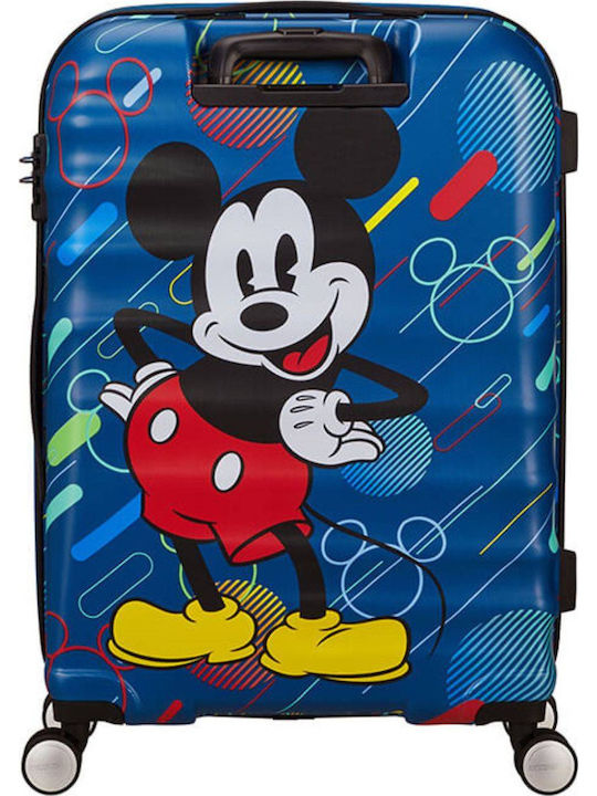 American Tourister Wavebreaker Kids Medium Hard Suitcase Blue with 4 Wheels Height 67cm