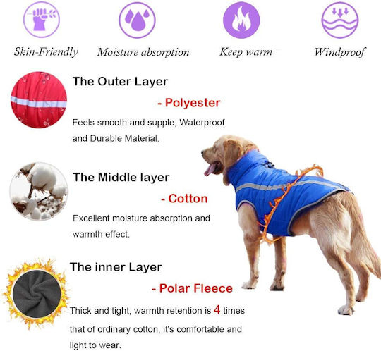 Animal Hundemantel Für Hunde Wasserdicht Winddicht Blau Mit Rückenlänge 72 cm