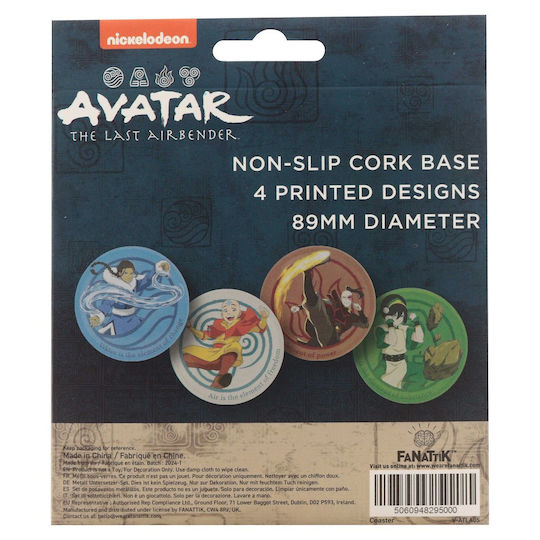 Set 4 Suporturi de Pahare din Metal Embosat Avatar Ultimul Stăpân al Aerului