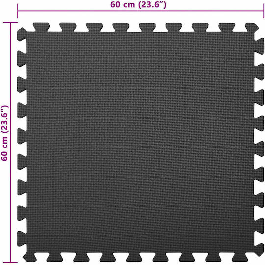 vidaXL Δάπεδα Παζλ Γυμναστηρίου Μαύρα 60x60x1cm 24τμχ