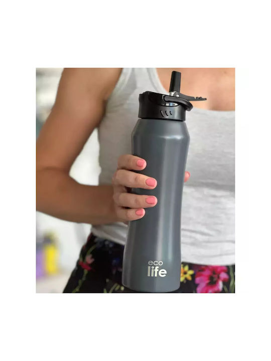 Ecolife Stainless Steel Cycling Water Bottle 550ml Gray