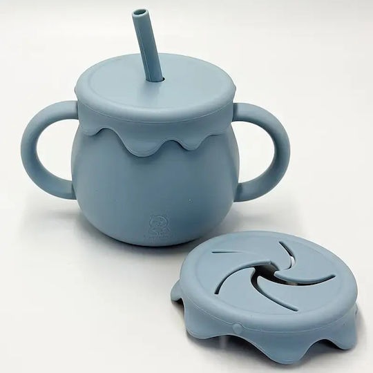 Pahar Din Silicon Cu Două Mânere 2 1 Honey Greyblue