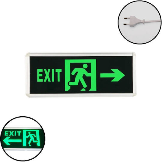 Leuchtendes Warnschild Notausgang Linksdrehender Pfeil Richtung 220V 33x14cm Grünes