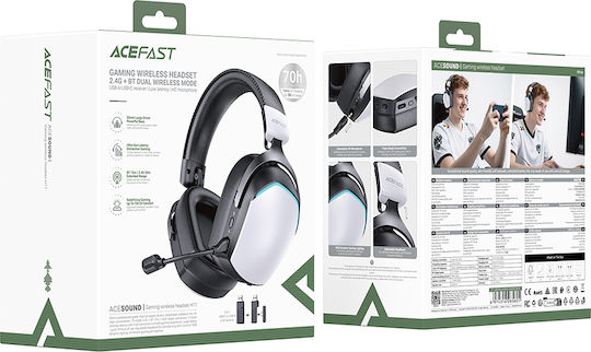Acefast H11 Ασύρματο On Ear Gaming Headset με σύνδεση Bluetooth / USB Λευκό