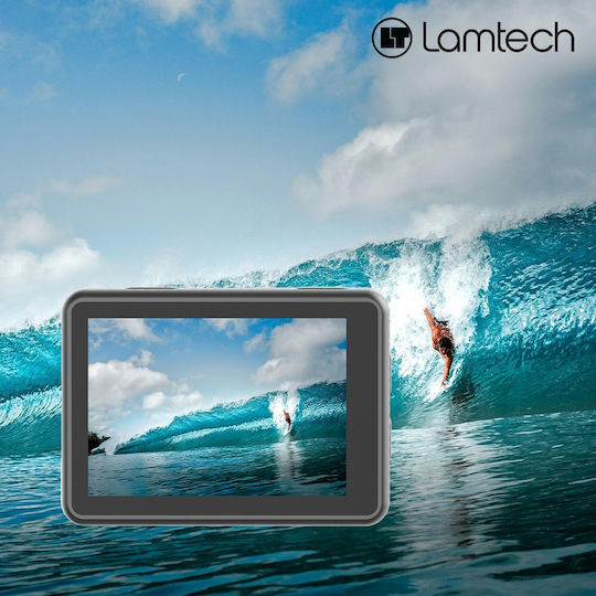 Lamtech Eis Dual Screen 128GB Action Camera 8K with 1.3" Touch Screen and Wi-Fi Black
