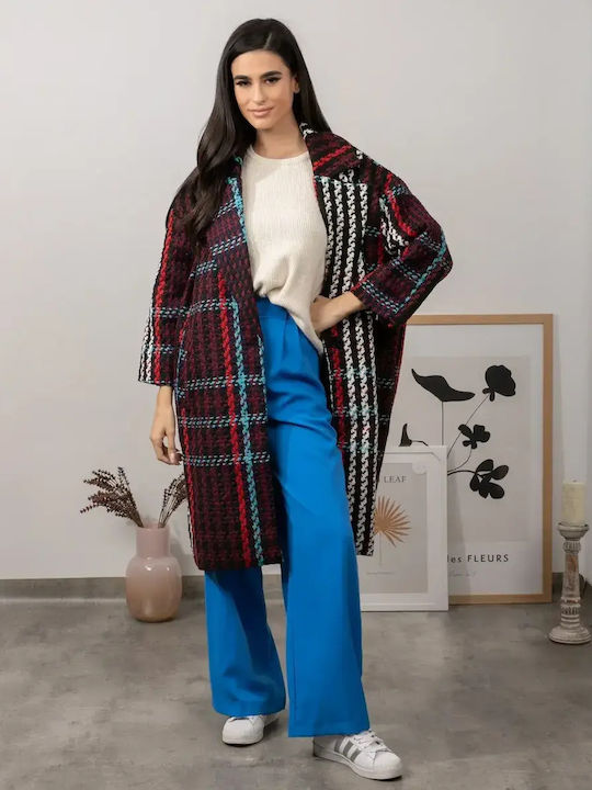 Παλτό Oversized Καρό Μέγεθος One Size Πολύχρωμο
