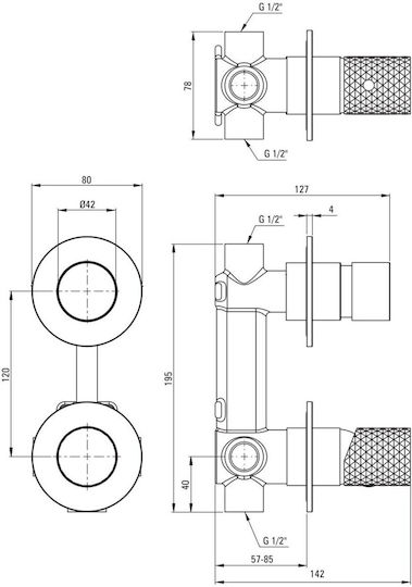 Deante Built-in Mixer And Diverter Set For Gray Shower