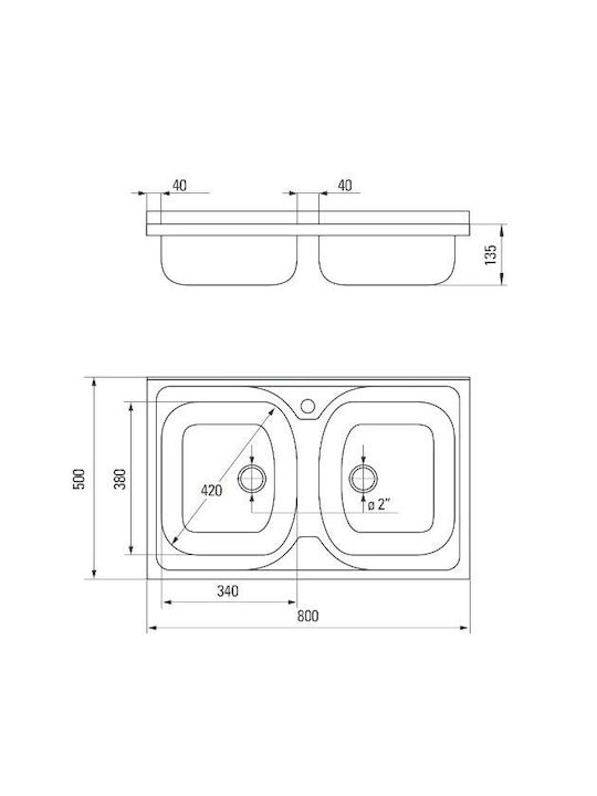 Deante Ένθετος Νεροχύτης Inox Σατινέ με Μπαταρία Μ50xΠ50cm Γκρι