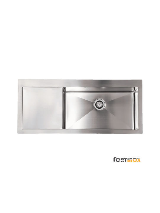 Fortinox Ένθετος Νεροχύτης Δεξιός Inox Σατινέ Μ116xΠ51cm Ασημί