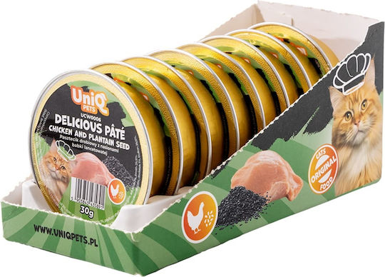 Uniq Nasses Katzenfutter für Erwachsene Katzen in Dose mit Huhn 8x30gr