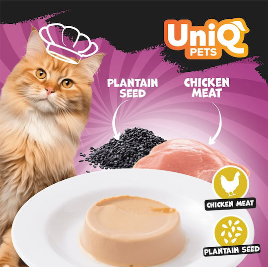 Uniq Nasses Katzenfutter für Erwachsene Katzen in Dose mit Huhn 8x30gr