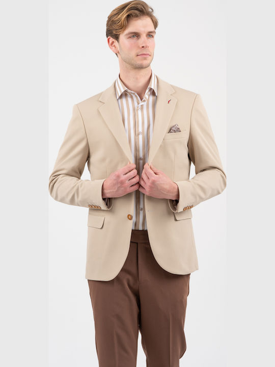 Ανδρικό Σακάκι με Στενή Εφαρμογή Beige