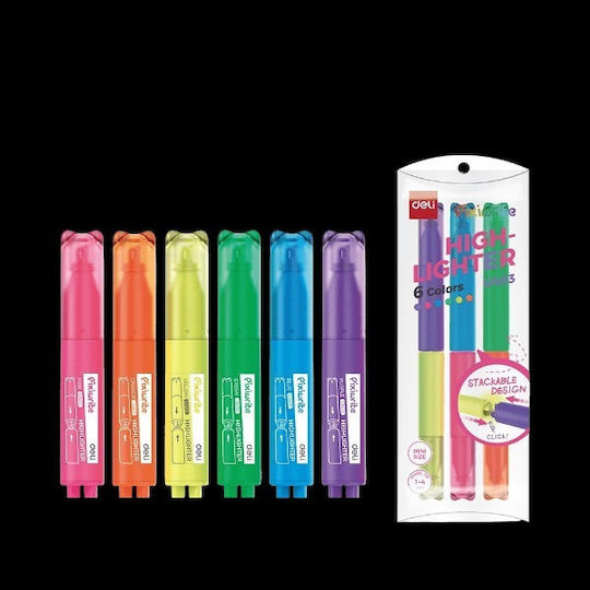 Deli Blister Highlighters 1mm Assorted 6pcs