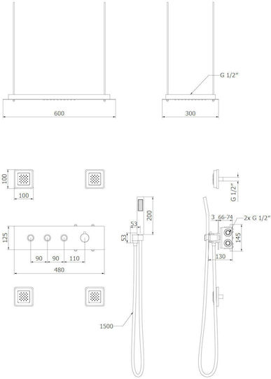 Mexen Set Mixer Telefon și Cap De Duș Încorporat Pentru Duș Negru 5905315067227