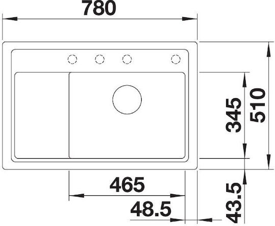 Blanco Xl 6 S Compact Ένθετος Νεροχύτης Δεξιός από Συνθετικό Γρανίτη Μ78xΠ51cm Black