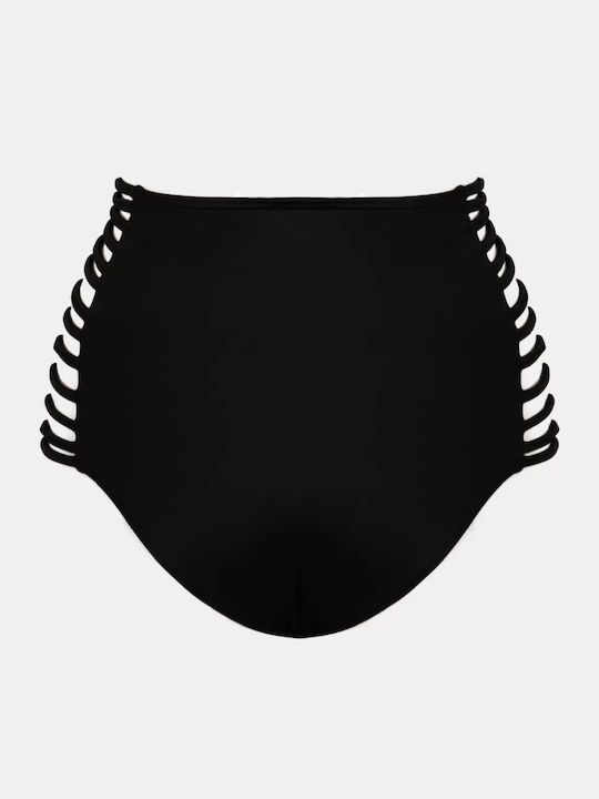 Bikini Bottoms High Waist Black Slip