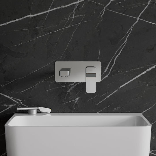 Omnires Built-in Mixer & Mouthpiece Set for Bathroom Sink Silver