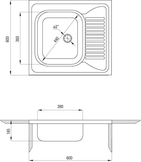 Deante Sink Steel 60x60 Cm Silver