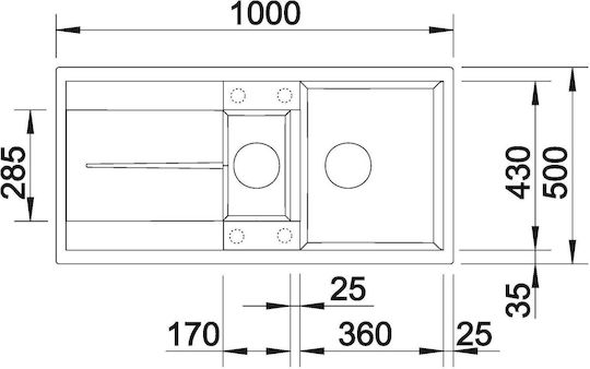 Blanco Metra 6 S Вграден Кухненски Мивка Вдясно от Течен Гранит Дължина 100xШирина 50см Антрацит
