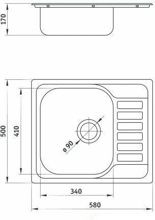 Deante ZEO 011A Ένθετος Inox Μ50xΠ58cm Γκρι