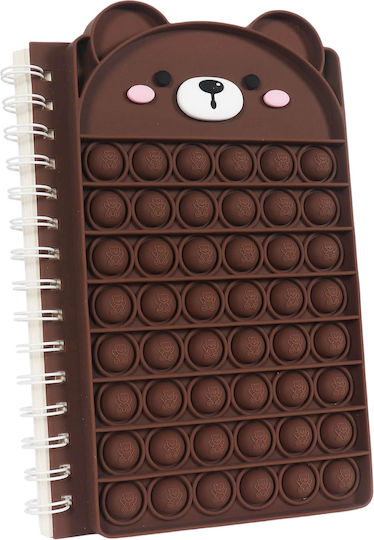 Fidget Toy Pop It Notebook Spiral A5 25 Sheets with Hard Cover Brown