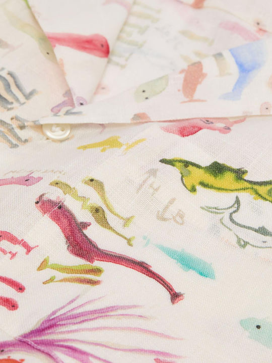 Short Sleeve Linen Beige Shirt