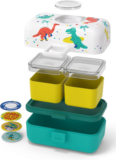 Monbento Tresor Plastik Kinder Lebensmittelbehälter Dinosaurier Blau
