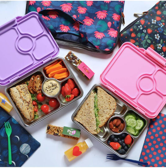 Yumbox Stainless Steel Bento Food Container Blue Glitter 4 Compartments
