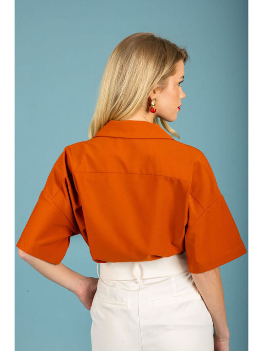 Kurzärmeliges Damenhemd Burnt Orange
