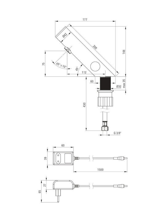 Deante Mixing Sink Faucet with Photocell Sensor Black