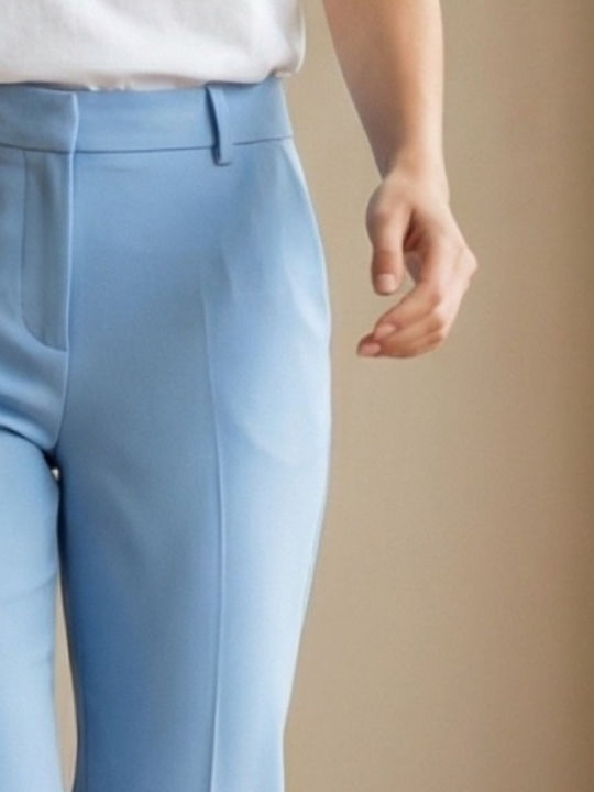 Pantalon Dama Din Țesătură Croială Dreaptă Bleu