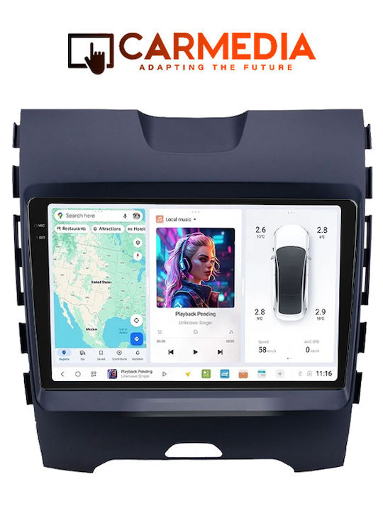 Carmedia Ηχοσύστημα Αυτοκινήτου για Ford Edge 2015 (Bluetooth/USB/AUX/WiFi/GPS/Apple-Carplay/Android-Auto) με Οθόνη Αφής 9.5"