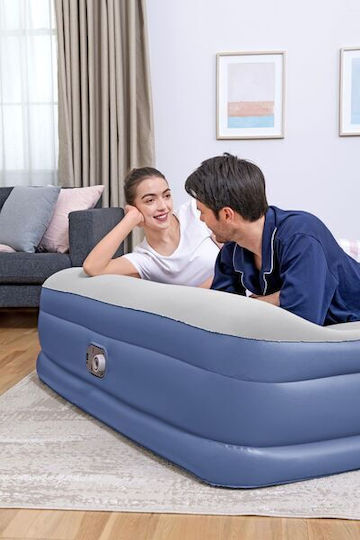 Bestway Inflatable Double Sleeping Mattress with Integrated Pump 203x152x46cm Blue
