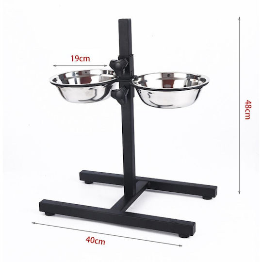 Animal Pet Metallic Food Bowl for Dog with Stand 2x 750ml