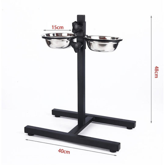 Animal Pet Metallic Food Bowl for Dog with Stand 2x 750ml