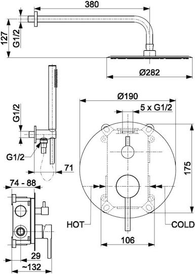 KFA Built-in Faucet Mixer for Shower Black
