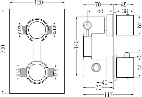 Mexen Built-in Mixer Phone & Shower Head Set for Shower Silver