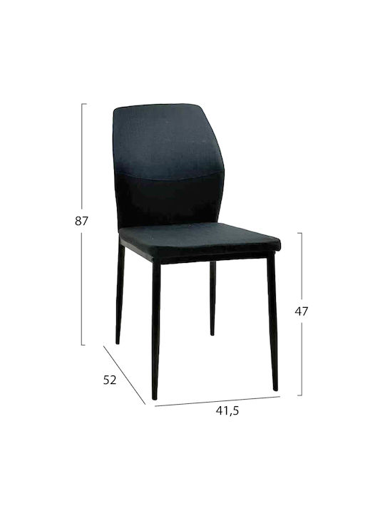 Diaz Ess- und Küchenstühle mit Stoffbezug Schwarz 4 Stück 41.5x52x87cm