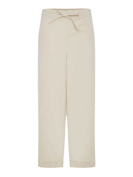 Women's High Rise Fabric Trousers Ecru