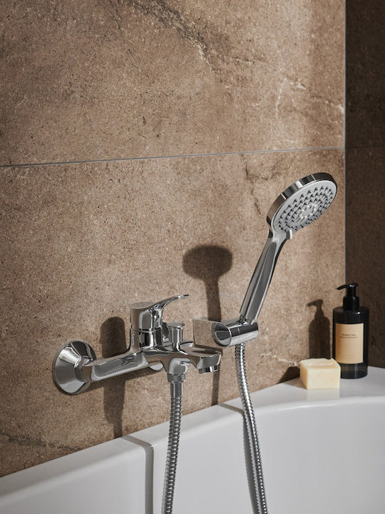 KFA Mixing Bathtub Shower Faucet Complete Set Silver