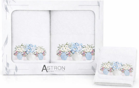 Astron Italy Комплект Хавлиени Кърпи 3 Бр Evelyn 30xсм Бели Тегло 500гр/м²