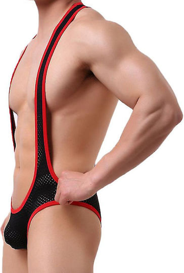 Roza Sexy Men's Underwear Bodysuit G-string One Piece Elastic Fit Black