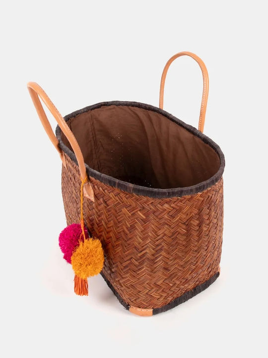 Rock Club Wicker Beach Bag Brown