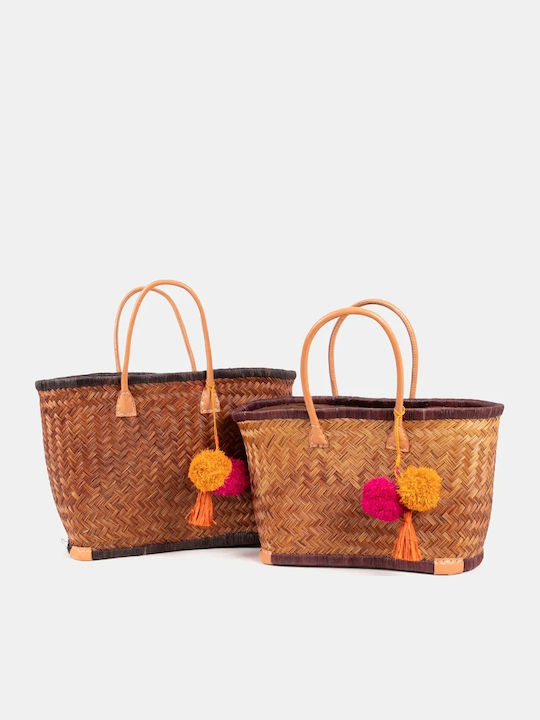 Rock Club Wicker Beach Bag Brown