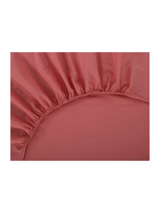 Silk Fashion Sheet for Single Bed with Elastic 105x200cm. Coral Almond