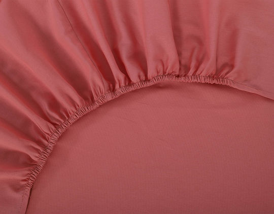 Silk Fashion Cearșaf Single cu Elastic 105x200cm. Coral Almond