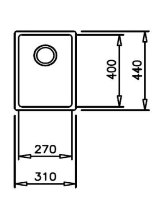 Teka Linea Rs15 Υποκαθήμενος Νεροχύτης Inox Μ44xΠ31cm Γκρι