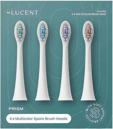 Original Be Lucent Prism Heads Toothbrush Replacement Tips Multicolor 4 Pcs Tooth Sensitivity