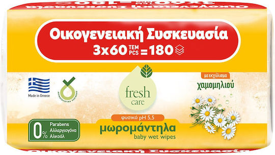 Fresh Care Μωρομάντηλα χωρίς Οινόπνευμα & Parabens 3x60τμχ